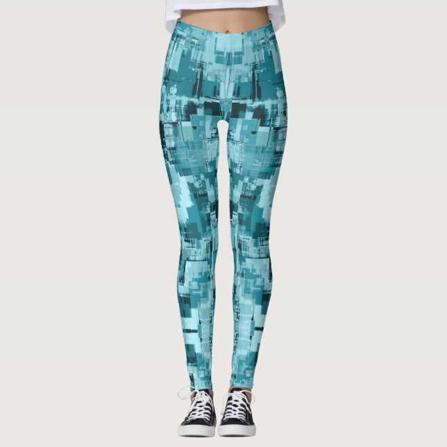 Leggings Bleu Turquoise Vert Abstrait (Devant)