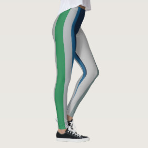 Leggings Bleu vert Abstrait rayures
