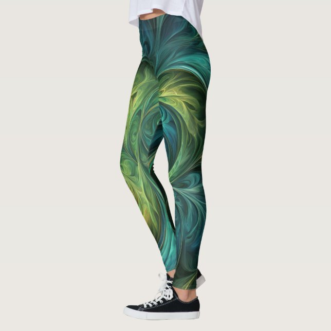 Leggings Bleu vert AI Motif fractal (Gauche)