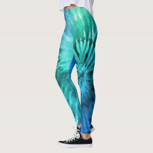 Leggings Bleu vert et Turquoise d'une étoile psychédélique 