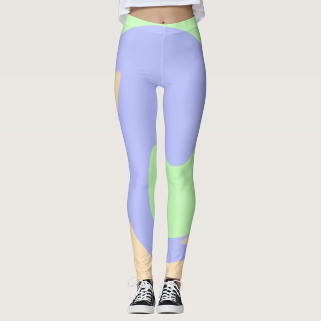 Leggings Bleu vert ombre fluide marbre boho audacieux motif (Devant)