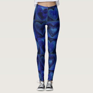 Leggings Bleu violet Imprimer Aquarelle Abstraite Coeurs Ai