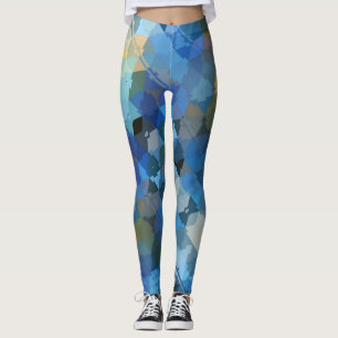 Leggings bleu violet or vert abstrait motif géométrique