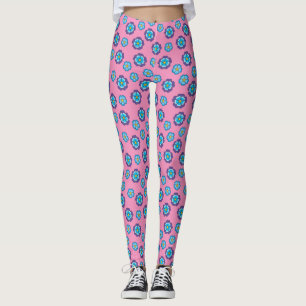 Leggings Bleu Violet rose motif floral