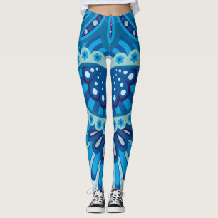 Leggings Bleuâtre - Paisley à plumes
