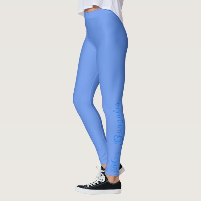 Leggings Bleuet et écriture azur Everly pour la fête de mar (Gauche)