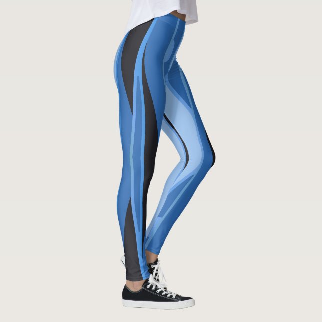 Leggings Bleus Avec Grilles Noires Vives (Droite)