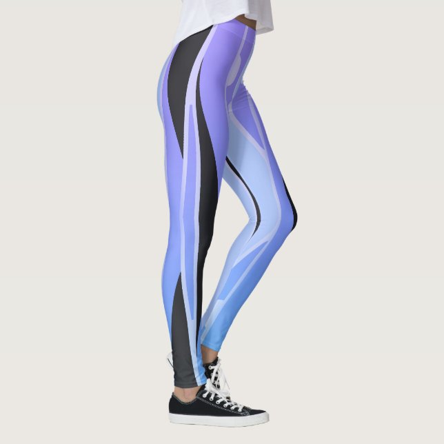 Leggings bleus et violets avec bandes noires ondul (Droite)