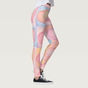 Leggings Bleus layette roses de coeurs en pastel