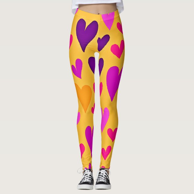 Leggings Blisses cardiaques vibrantes : Motif d'amour (Devant)