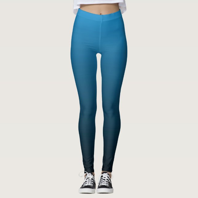 Leggings Bloc de couleur bleu turquoise Ombre (Devant)