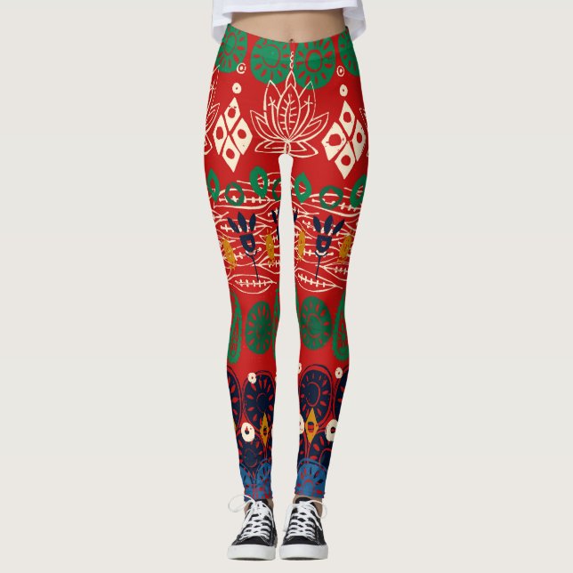 Leggings bloc de lotus Noël (Devant)