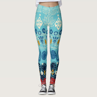 Leggings bloc lotus bleu