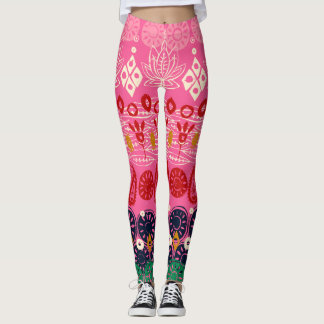 Leggings bloc lotus rose