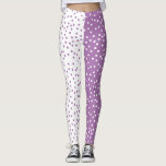 Leggings Blocage couleur violet et blanc amusant<br><div class="desc">Ce design présente un motif aléatoire de pois en couleurs inverses sur chaque jambe ! D'autres jeux de couleurs ainsi que des éléments de coordination sont disponibles dans cette conception. Contactez-nous si vous avez besoin que ce design s'applique à un produit spécifique ! Merci tellement pour voir un DoodleLulu par...</div>