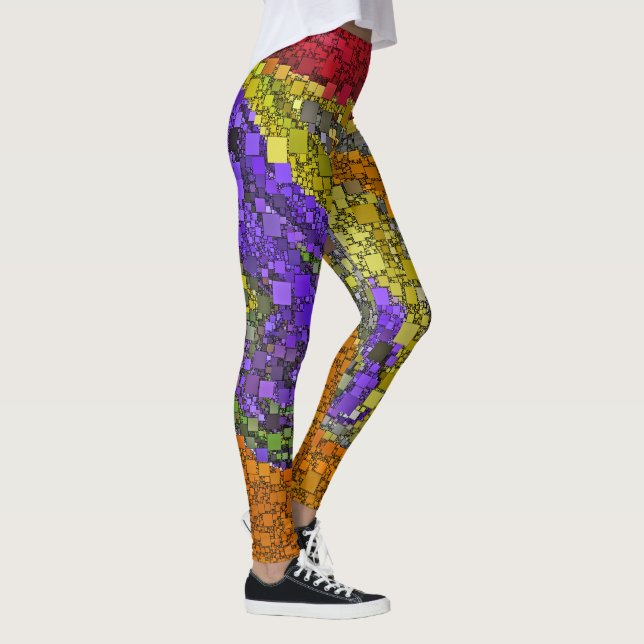 Leggings Blocs Abstraits géométriques colorés amusants (Droite)