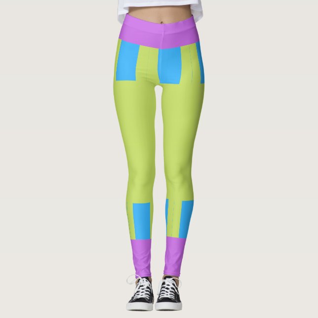 Leggings Blocs couleur gras bleu vert rose 7 (Devant)