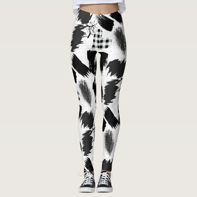 Leggings blocs de construction.Noir et Blanc.w.01x4 (Devant)