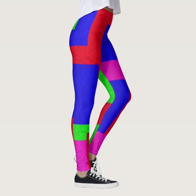 Leggings Blocs de couleur Abstrait bleu rouge, (Droite)