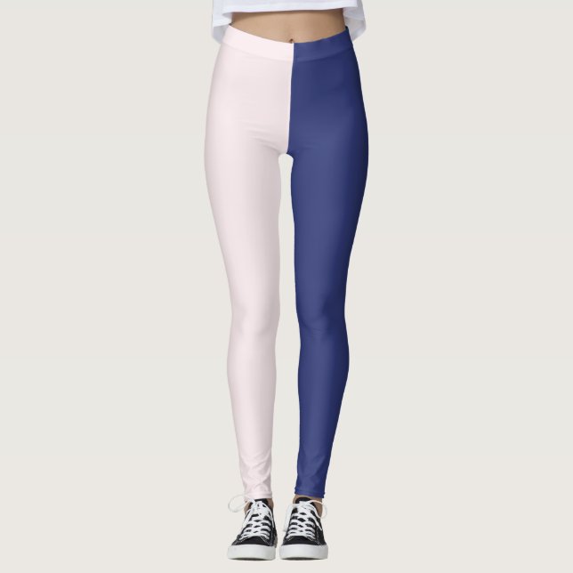 Leggings Blocs de couleur verticale bleu et rose Navy (Devant)