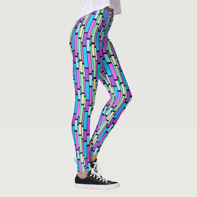Leggings Blocs Rétro de Couleurs Vives (Droite)