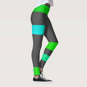 Leggings Blocs turquoise vert focalisés Jambes Abstraites