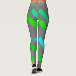 Leggings Blocs turquoise vert focalisés Jambes Abstraites