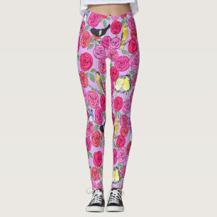 Leggings blouson et roses sur lavande Blanche polaire