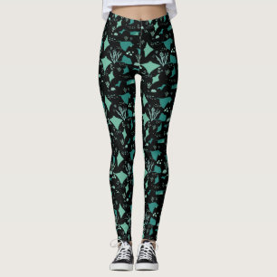 Leggings Blue Black Stingray Manta Ray Océan Thème