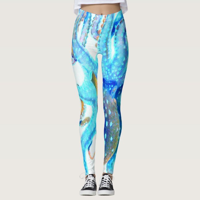 Leggings Blue colorful octopus (Devant)