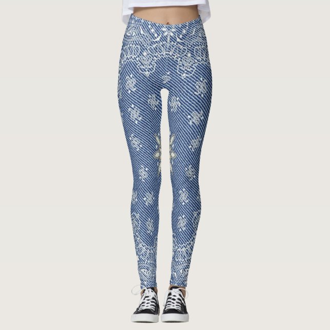 Leggings Blue Denim Bandana (Devant)