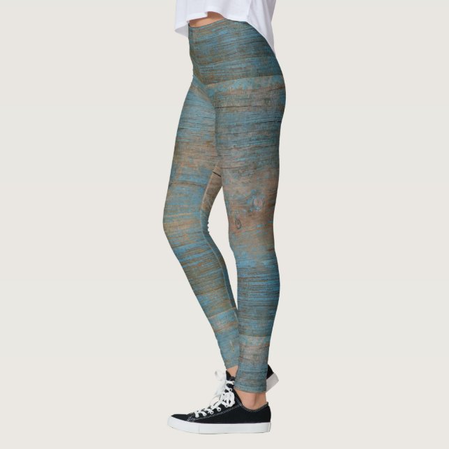 Leggings Blue Faux Beach Bois Texture (Gauche)
