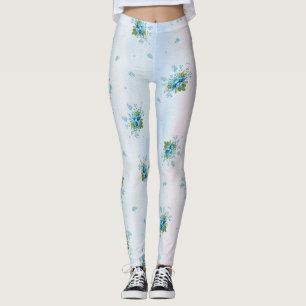 Leggings Blue forget-me-not's on a soft rose-blue