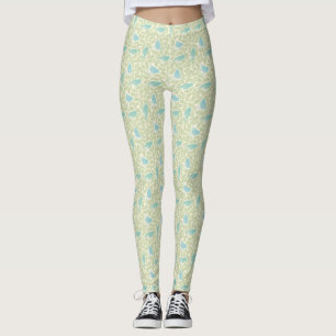 Leggings Blue Green Bird Motif Mon oiseau regarde