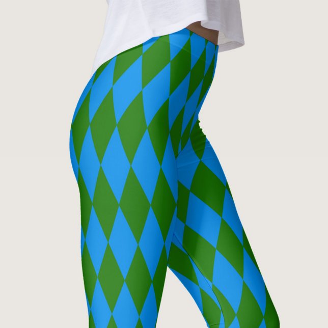 Leggings Blue Green Harlequin Checkered Design  (Créateur téléchargé)