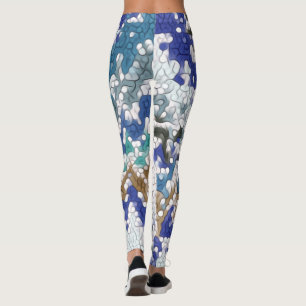 Leggings Blue Green Purple Grey Motif unique