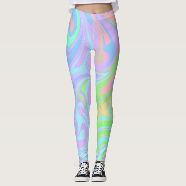 Leggings Blue Green Purple Pink Swirl Conception abstraite (Devant)