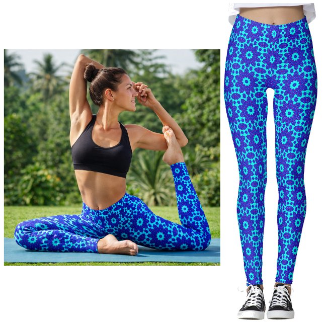 Leggings Blue kaleidoscope flourished (Créateur téléchargé)