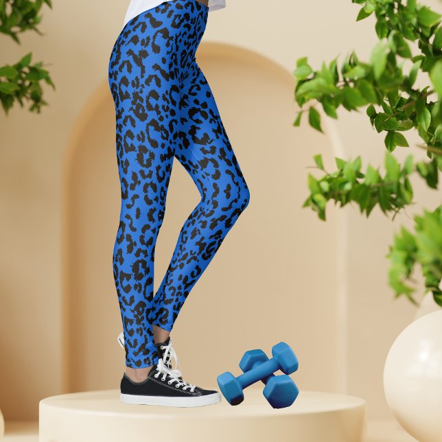 Leggings Blue Leopard Safari Imprimer (Créateur téléchargé)