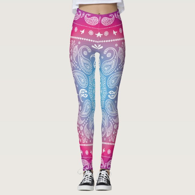 Leggings Blue Magenta Paisley (Devant)