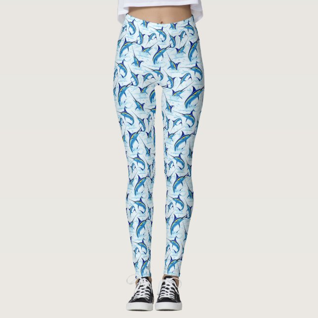 Leggings Blue Marlin Jumping out of Ocean (Devant)