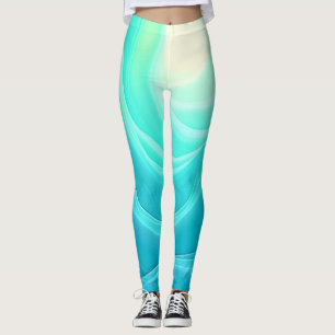 Leggings Blue Ocean Serenity Waves Abstrait Design
