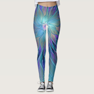 Leggings Blue Purple Flower Dream Abstrait Fractal Art