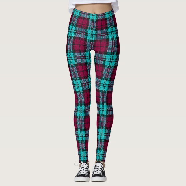 Leggings Blue Red Campbell Tartan Blackwatch Plaid (Devant)