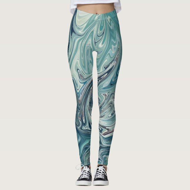 Leggings Blue Sea Abstract Painting (Devant)