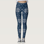 Leggings Blue Snowflakes Motif de tricot de Noël<br><div class="desc">Red Snowflakes Motif de chandail de Noël.</div>