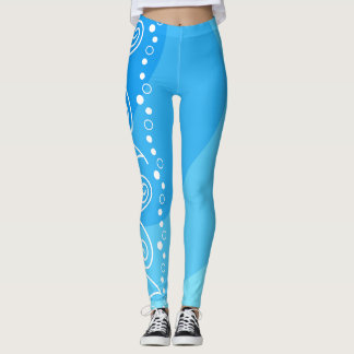 Leggings Blue Swirl Energy– Modern Abstract Fitness Style