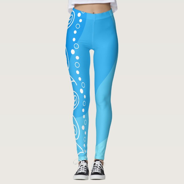 Leggings Blue Swirl Energy– Modern Abstract Fitness Style (Devant)