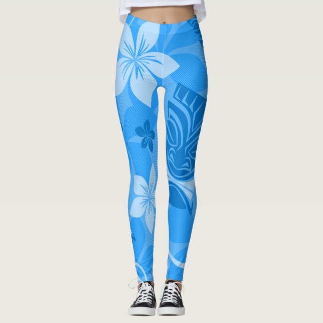 Leggings Blue Tiki Hawaiian (Devant)