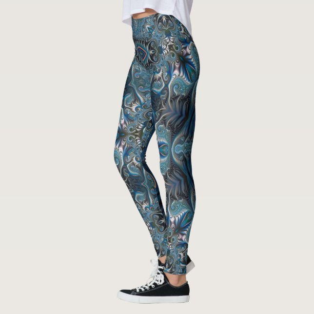 Leggings Blue Turquoise espace mystérieux Mandala (Gauche)